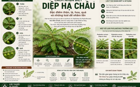 Cách nhận biết Diệp hạ châu: Đặc điểm thân, lá, hoa, quả và những loài dễ nhầm lẫn