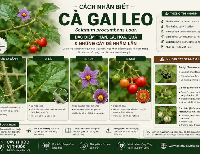 Cách nhận biết Cà gai leo: Đặc điểm thân, lá, hoa, quả và những cây dễ nhầm lẫn