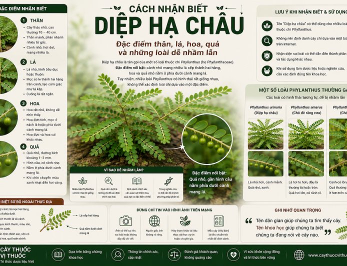 Cách nhận biết Diệp hạ châu: Đặc điểm thân, lá, hoa, quả và những loài dễ nhầm lẫn