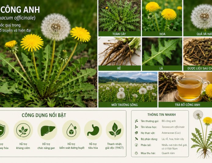 Bồ công anh (Taraxacum officinale): Đặc điểm, công dụng, cách dùng và những lưu ý khi sử dụng