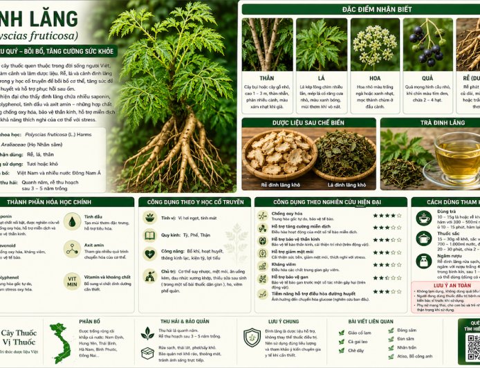 Đinh lăng (Polyscias fruticosa) Đặc điểm, công dụng, cách dùng và những lưu ý khi sử dụng