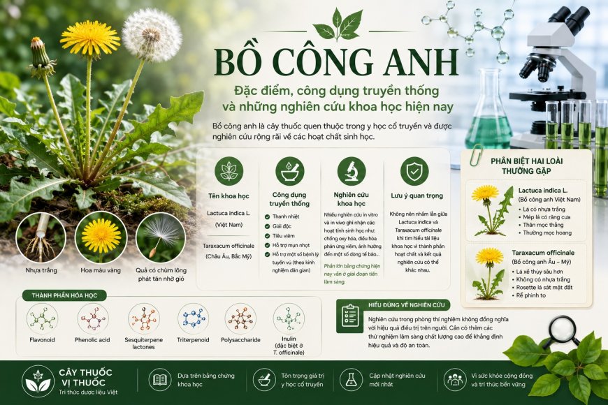 Bồ công anh: Đặc điểm, công dụng truyền thống và những nghiên cứu khoa học hiện nay