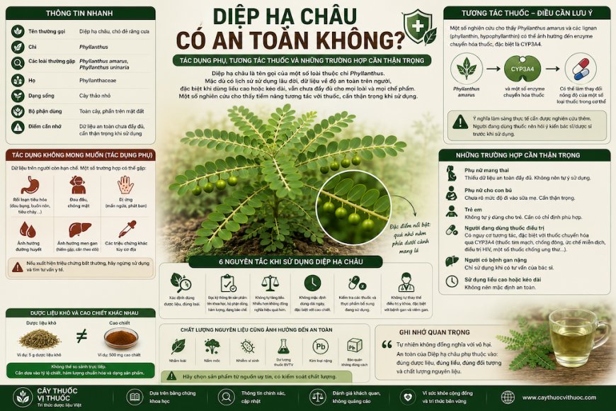 Diệp hạ châu có an toàn không? Tác dụng phụ, tương tác thuốc và những trường hợp cần thận trọng
