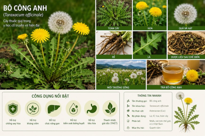 Bồ công anh (Taraxacum officinale): Đặc điểm, công dụng, cách dùng và những lưu ý khi sử dụng