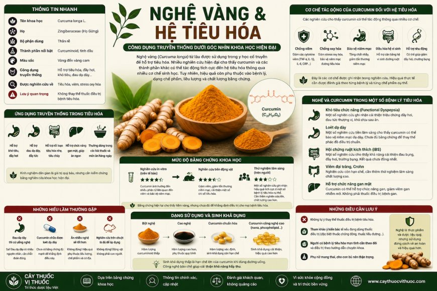 Nghệ vàng và hệ tiêu hóa: Công dụng truyền thống dưới góc nhìn khoa học hiện đại