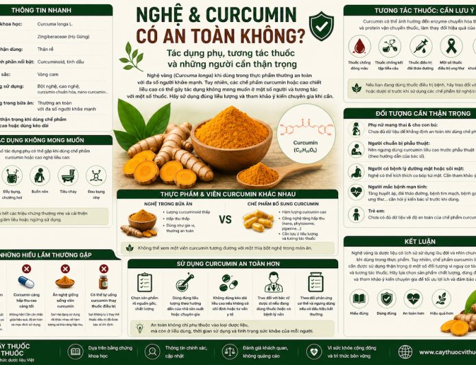 Nghệ và curcumin có an toàn không? Tác dụng phụ, tương tác thuốc và những người cần thận trọng