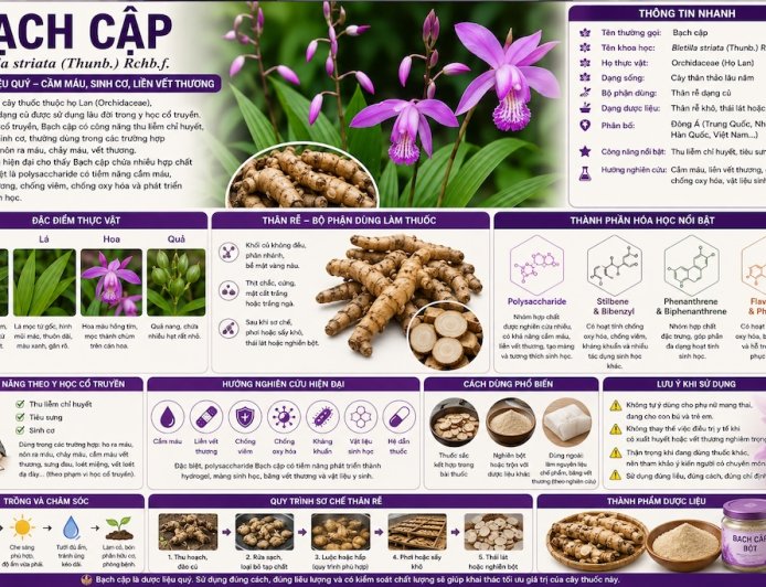 Bạch cập (Bletilla striata) – Công dụng, cách dùng và giá trị dược liệu