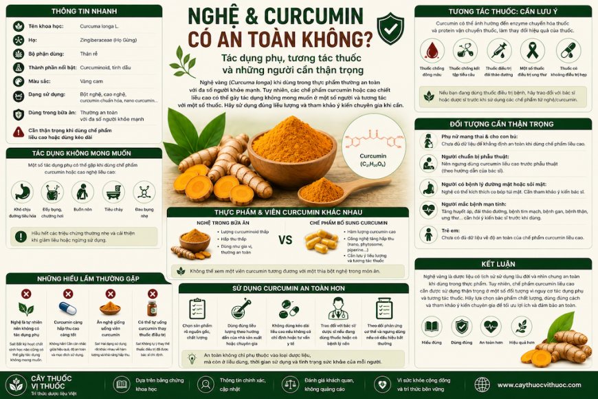 Nghệ và curcumin có an toàn không? Tác dụng phụ, tương tác thuốc và những người cần thận trọng