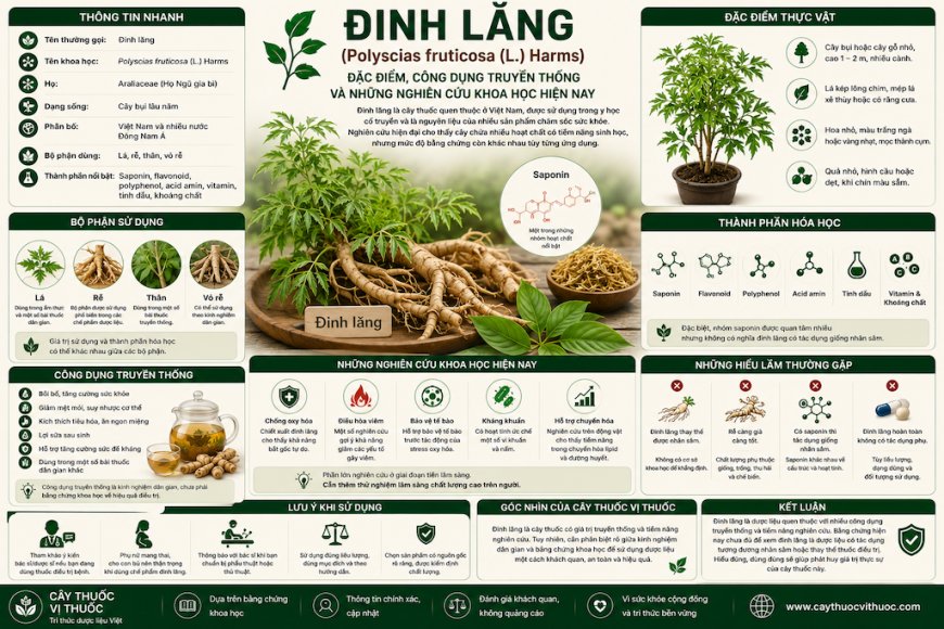 Đinh lăng: Đặc điểm, công dụng truyền thống và những nghiên cứu khoa học hiện nay