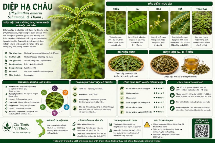 Diệp hạ châu (Phyllanthus amarus Schumach. & Thonn.) Đặc điểm, công dụng, cách dùng và những lưu ý khi sử dụng
