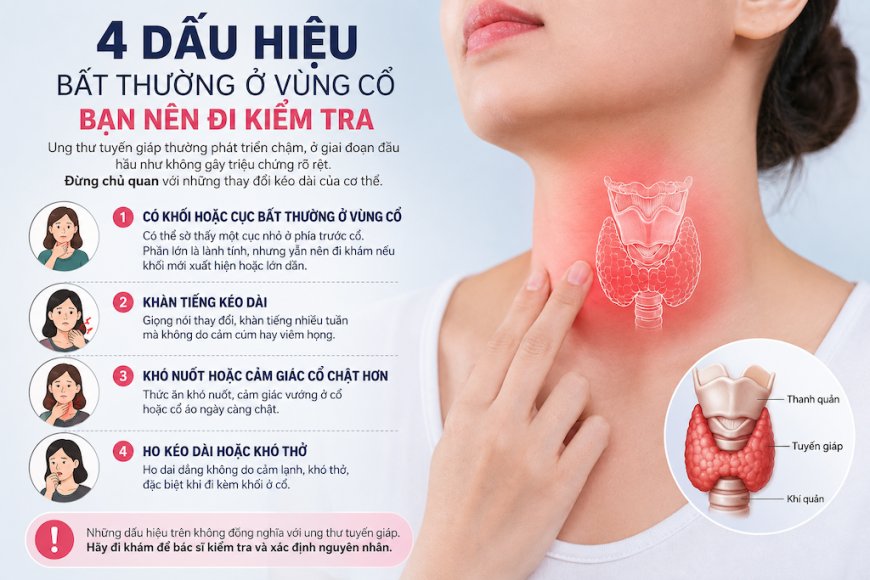 Ung thư tuyến giáp: 4 dấu hiệu bất thường ở vùng cổ cần lưu ý