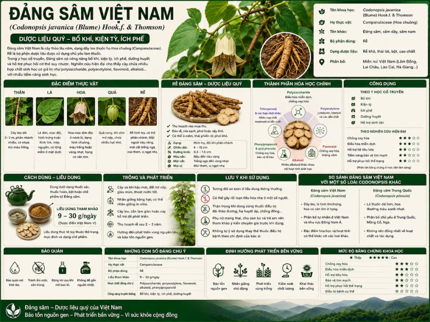 Đảng sâm Việt Nam (Codonopsis javanica) – Công dụng, cách dùng và giá trị dược liệu