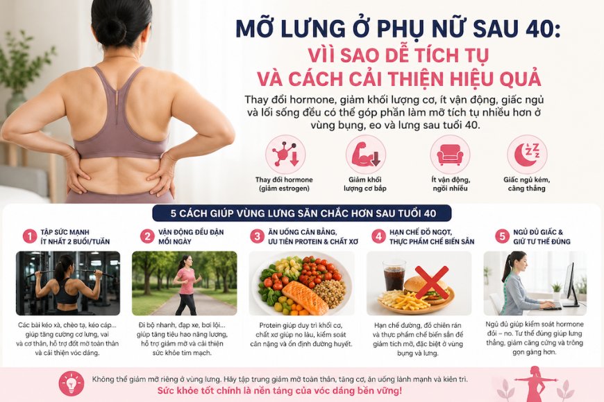 Mỡ lưng ở phụ nữ sau 40: Vì sao dễ tích tụ và cách cải thiện hiệu quả?