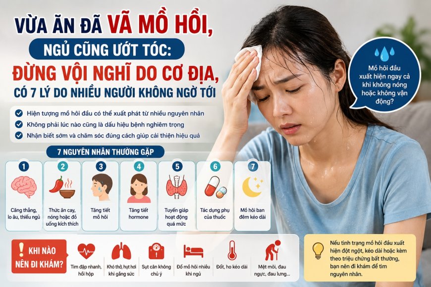Vừa Ăn Đã Vã Mồ Hôi, Ngủ Cũng Ướt Tóc: 7 Nguyên Nhân Không Nên Bỏ Qua