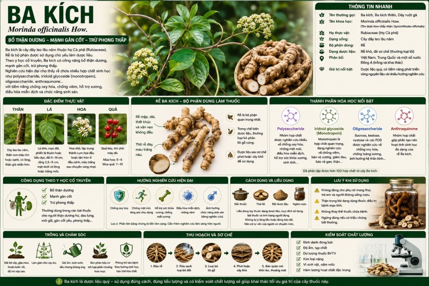 Ba kích (Morinda officinalis) – Đặc điểm, công dụng, cách dùng và giá trị dược liệu
