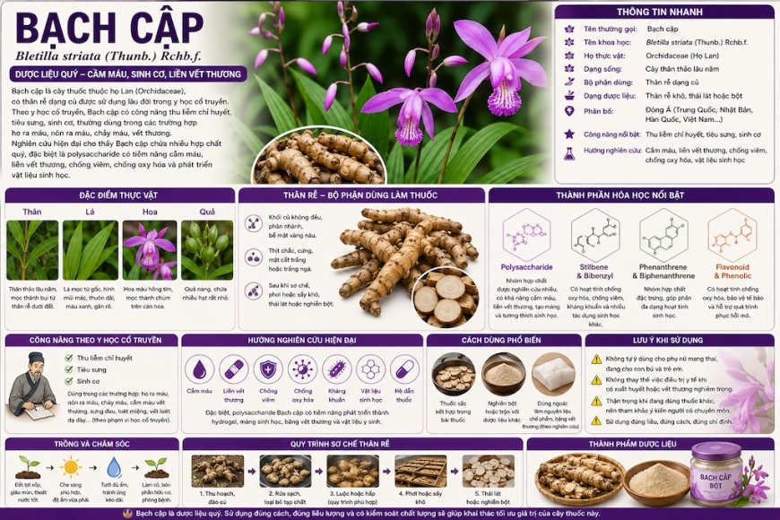 Bạch cập (Bletilla striata) – Công dụng, cách dùng và giá trị dược liệu